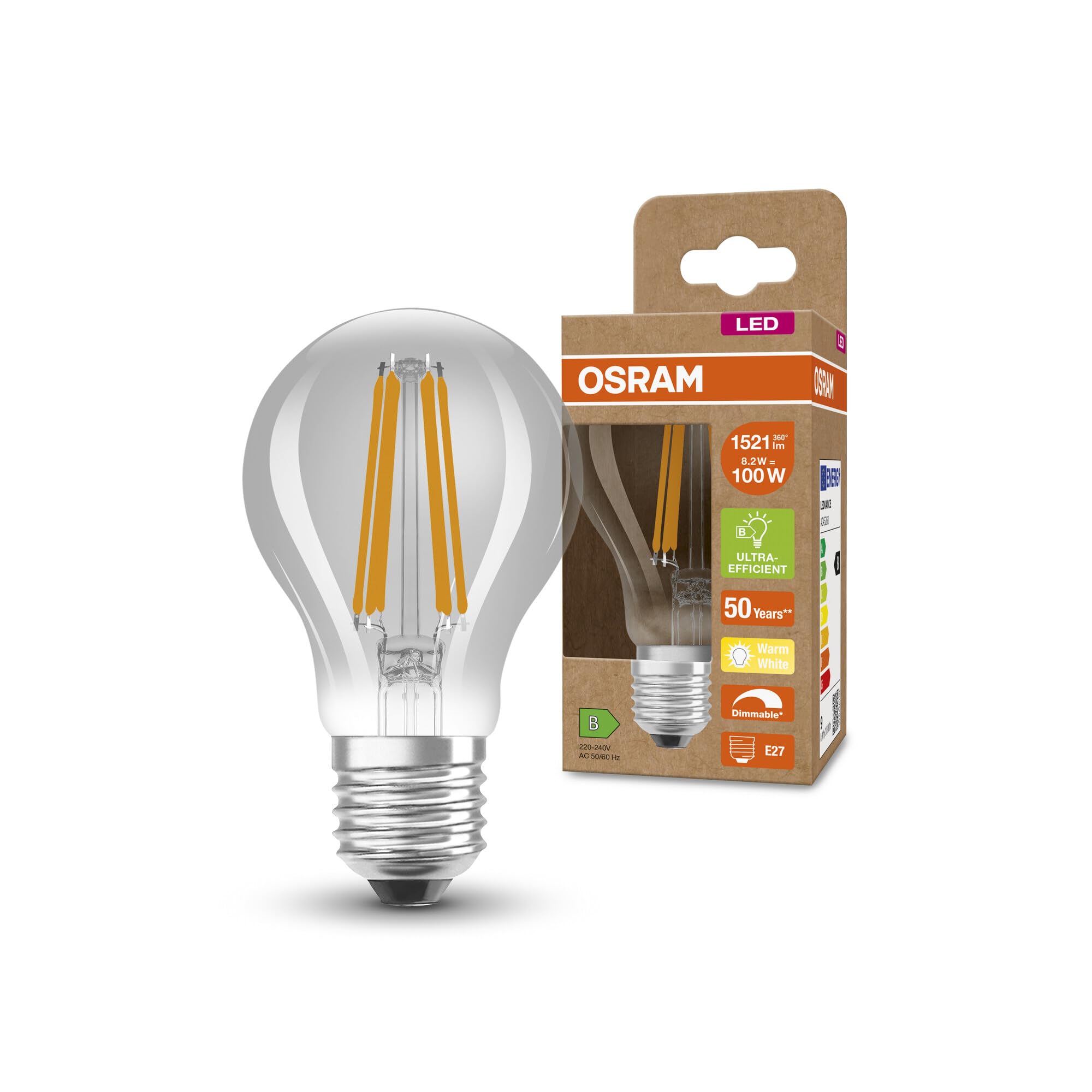 Osram SUPERSTAR+ CLASSIC A FIL 100 - Lampada LED E27 8.2W