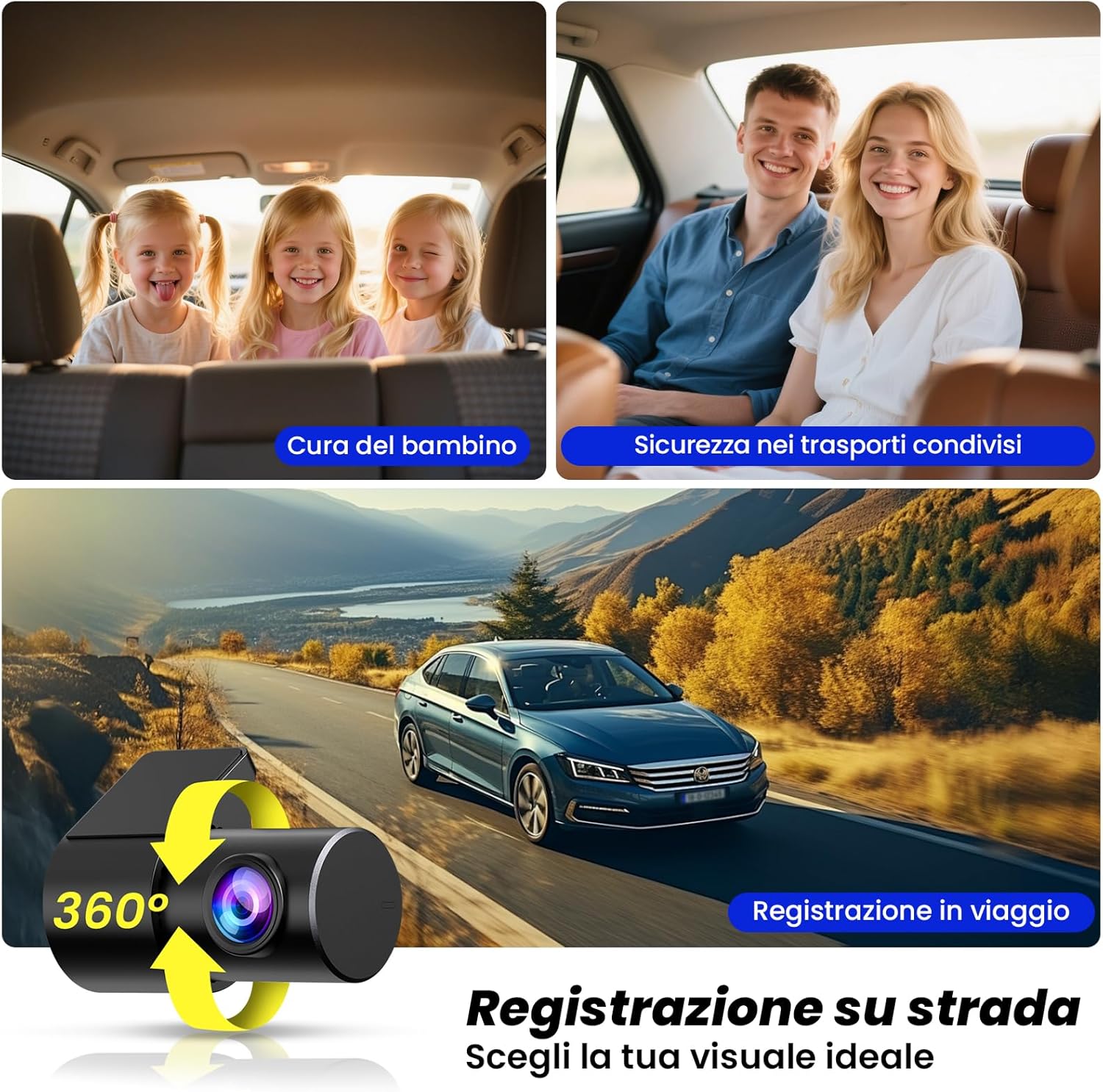 Dash Cam Auto 4K Anteriore e 2K Posteriore con SD 64G - immagine 5