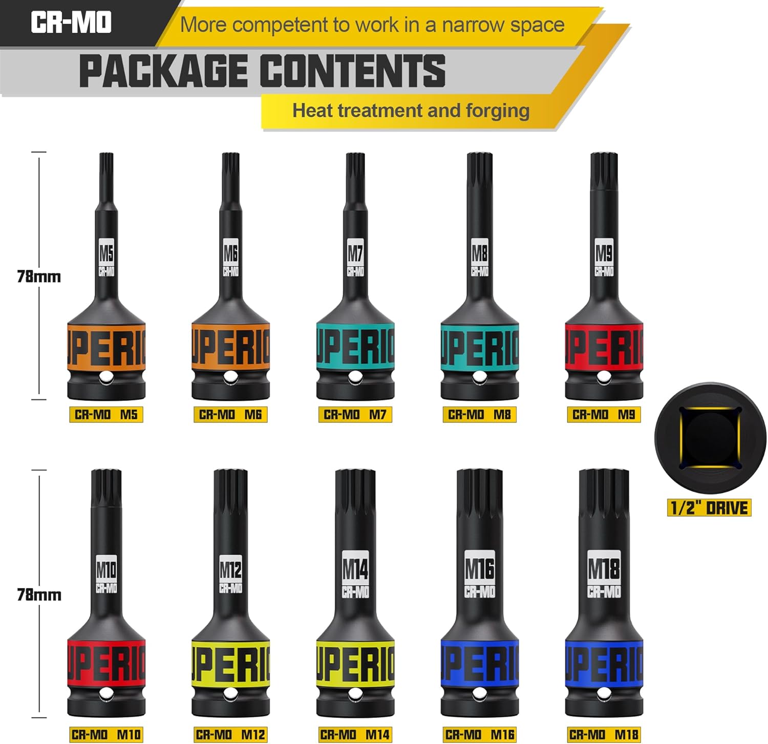 Kirxst Set Chiavi a Bussola XZN a Impulsi 1/2'' (10pcs) - immagine 2