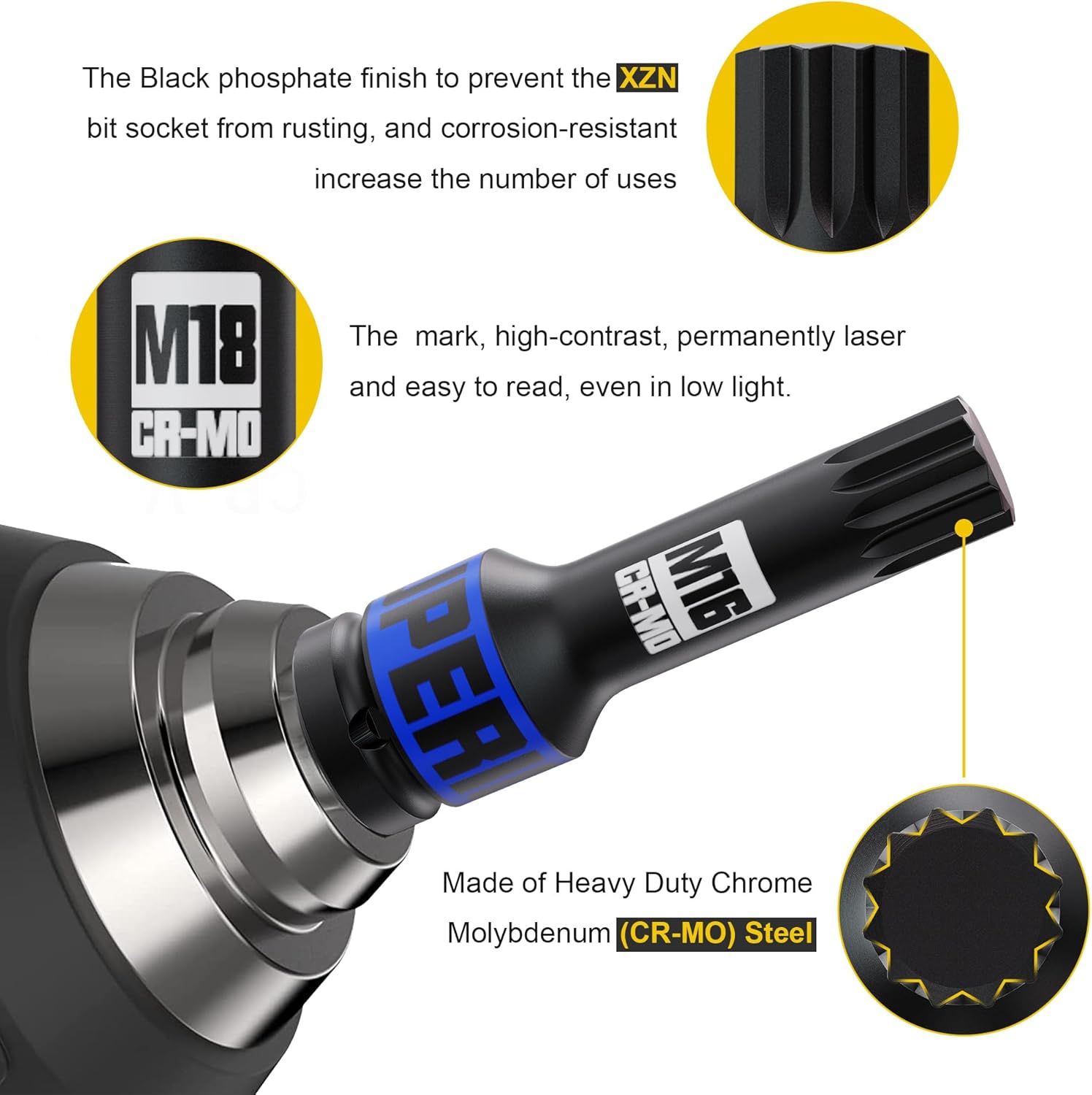 Kirxst Set Chiavi a Bussola XZN a Impulsi 1/2'' (10pcs) - immagine 3