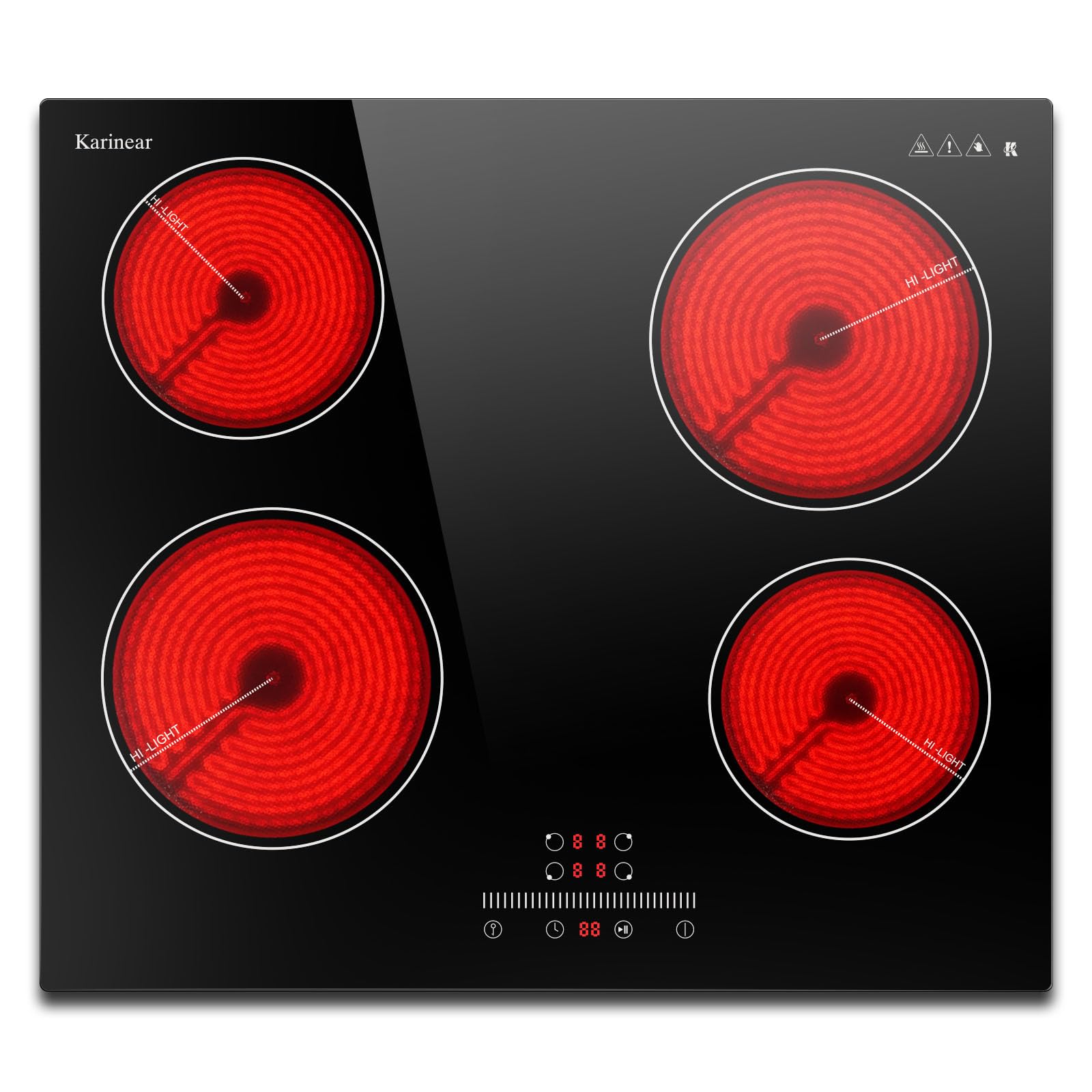 Karinear Piano Cottura Elettrico 4 Fuochi 60cm 6000W