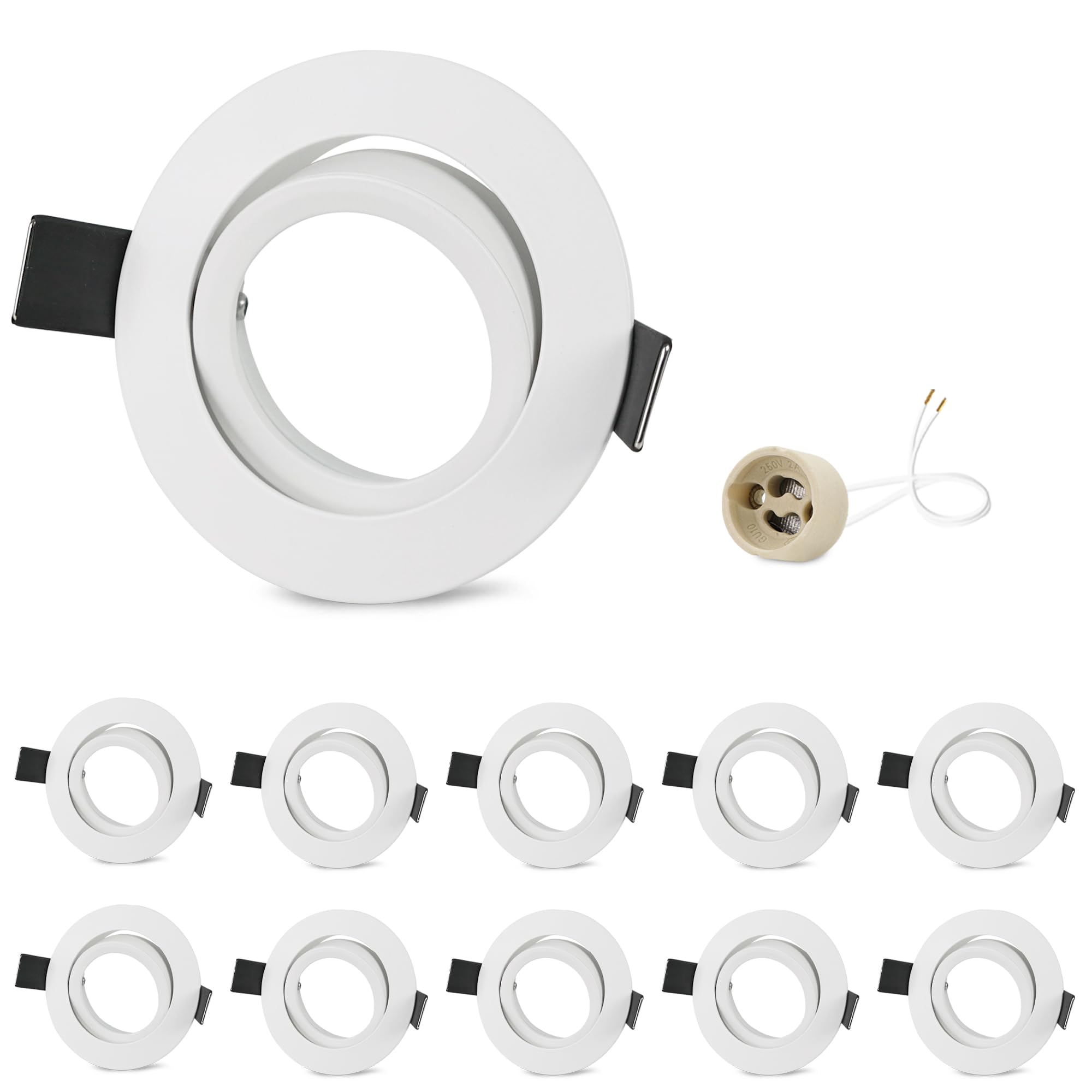 Geyoulux 10x Faretto Incasso GU10 Orientabile, Bianco