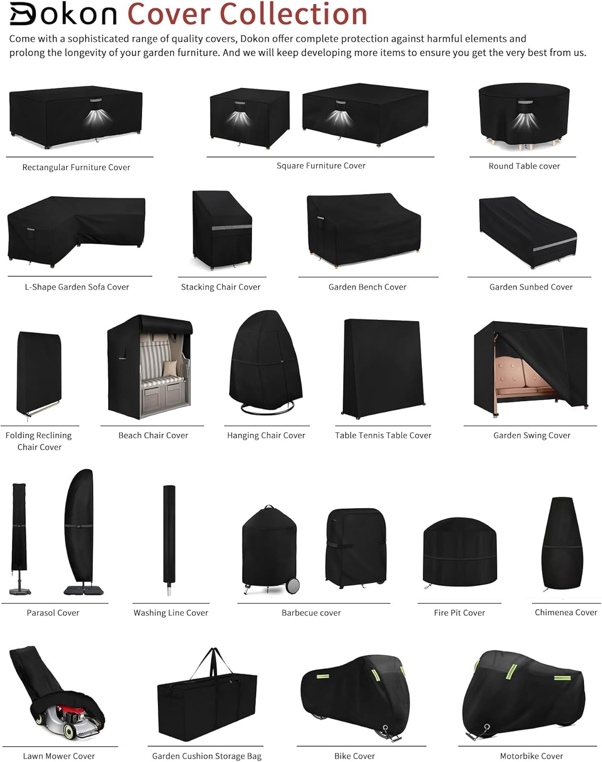 Dokon Copertura per Panca da Giardino 2 Posti, Nera - immagine 6