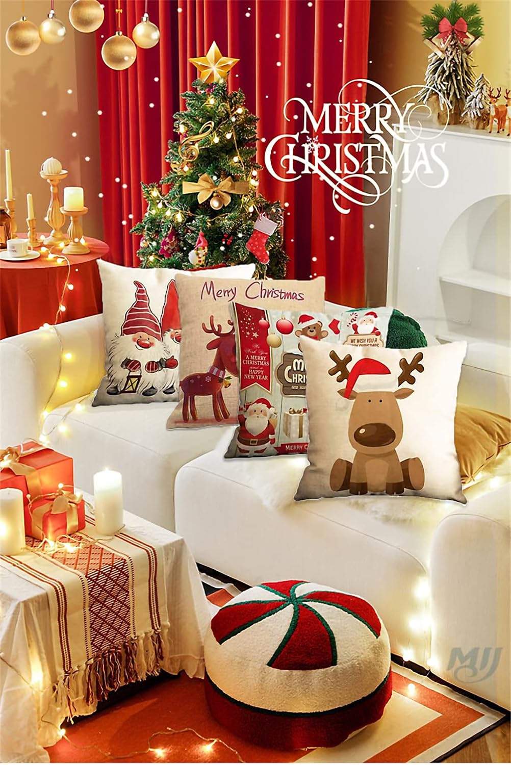 4 Pezzi Federe Natalizie Cuscini 45x45cm - immagine 6
