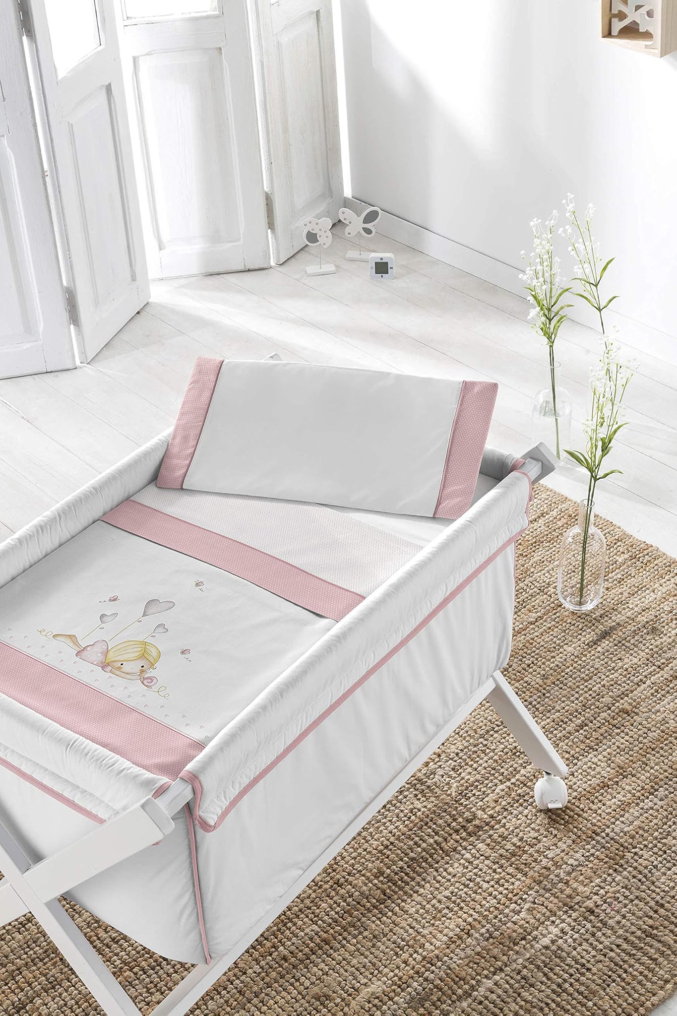 Baby Lenzuola Culla Bebe Savana, Rosa 86x100cm