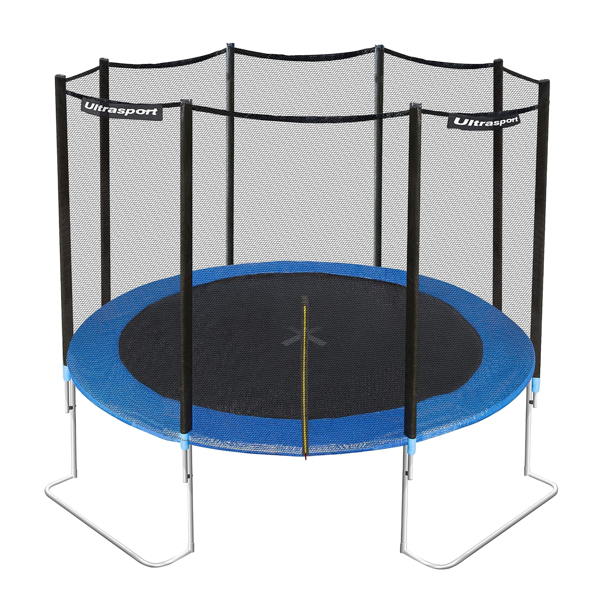 Ultrasport Trampolino da Giardino Jumper, Set per Il Salto, Inclusi Tappeto Elastico, Rete di Sicurezza, Pali della Rete Imbottiti e Rivestimento dei Bordi, Fino a 150kg, Blu, Ø366 cm