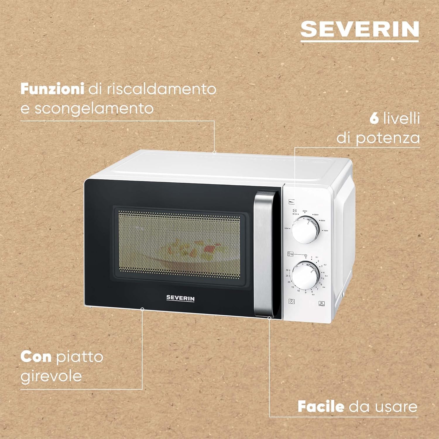 Severin Microonde Solo MW 7885, Bianco/Nero - immagine 4