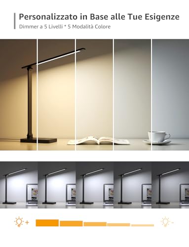 Lepro Lampada da Scrivania con Filo 750LM, Nera - immagine 3