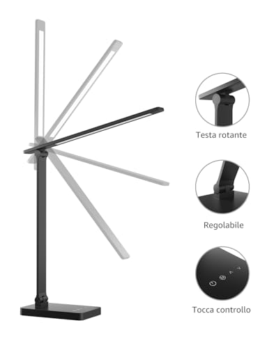 Lepro Lampada da Scrivania con Filo 750LM, Nera - immagine 5