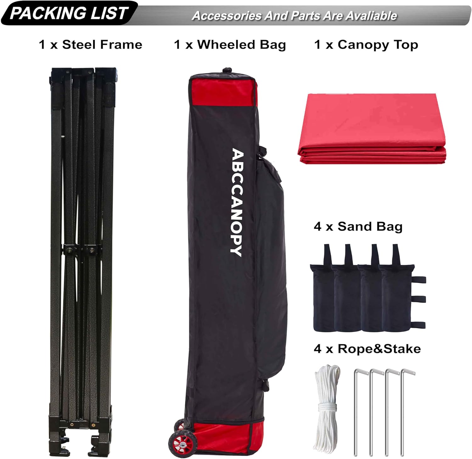 Abccanopy Gazebo Pop Up Tenda Commerciale 8x20, Bordeaux - immagine 5