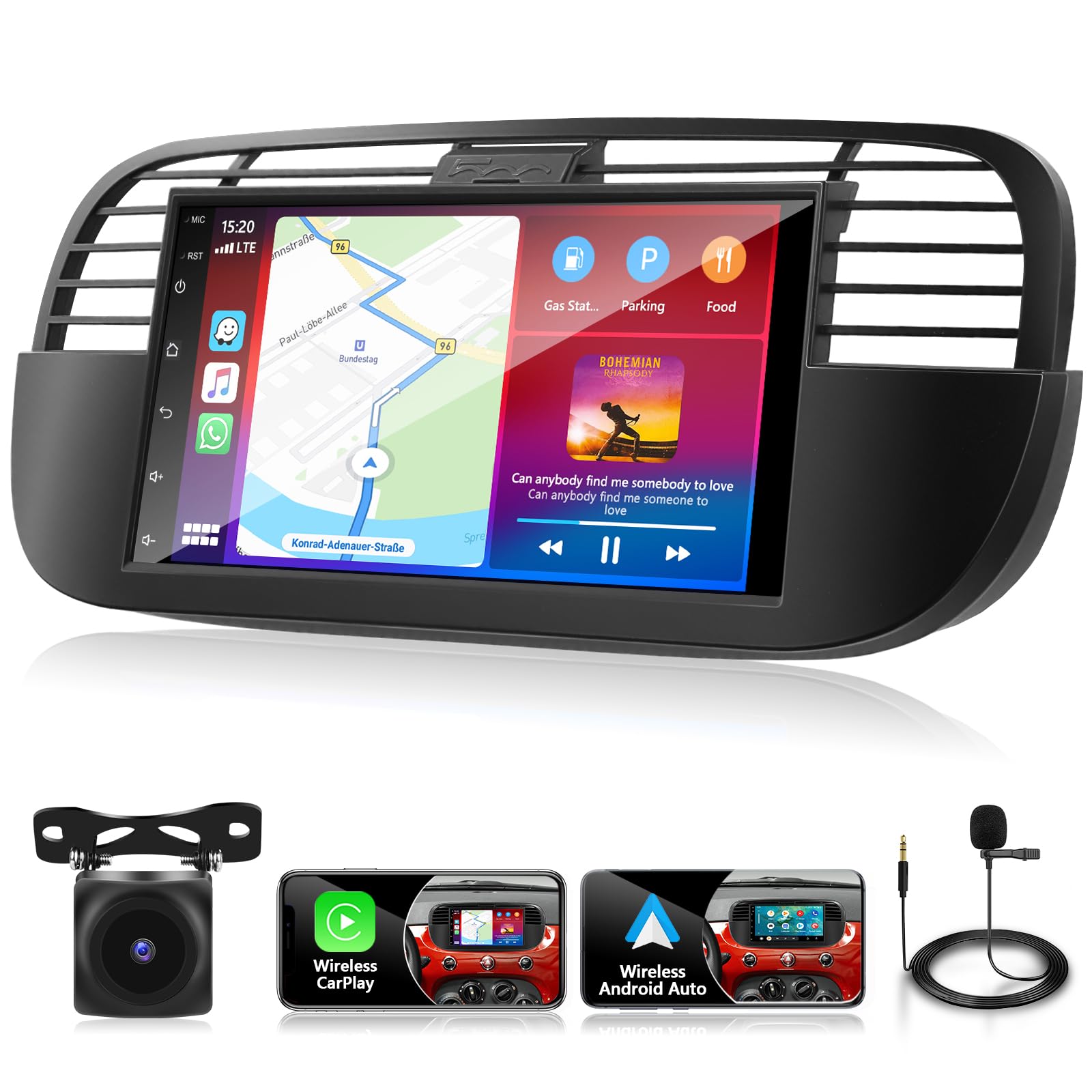 Motorsi Autoradio Carplay per Fiat 500 2007-2015