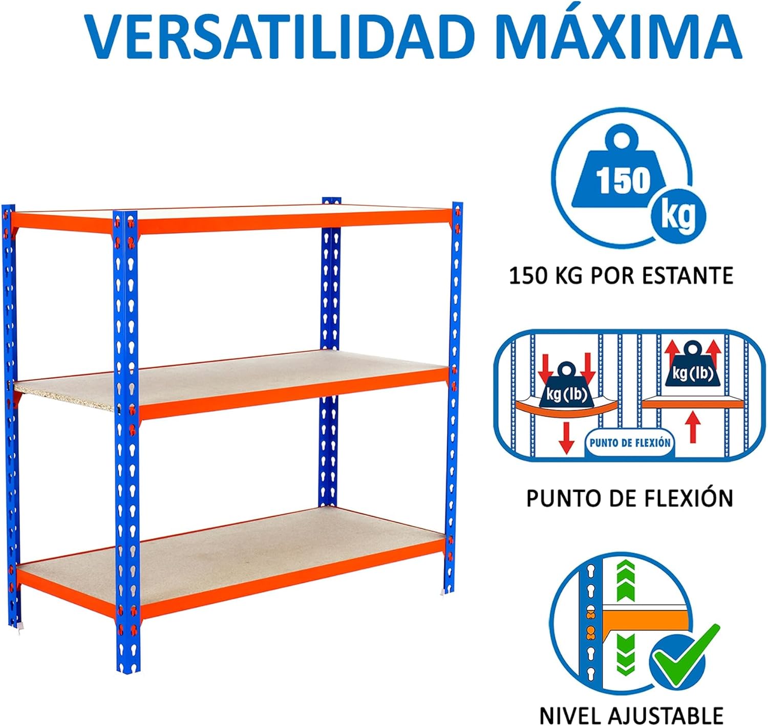 Simon Rack Scaffale Metallo Garage 3 Ripiani 150kg - immagine 4