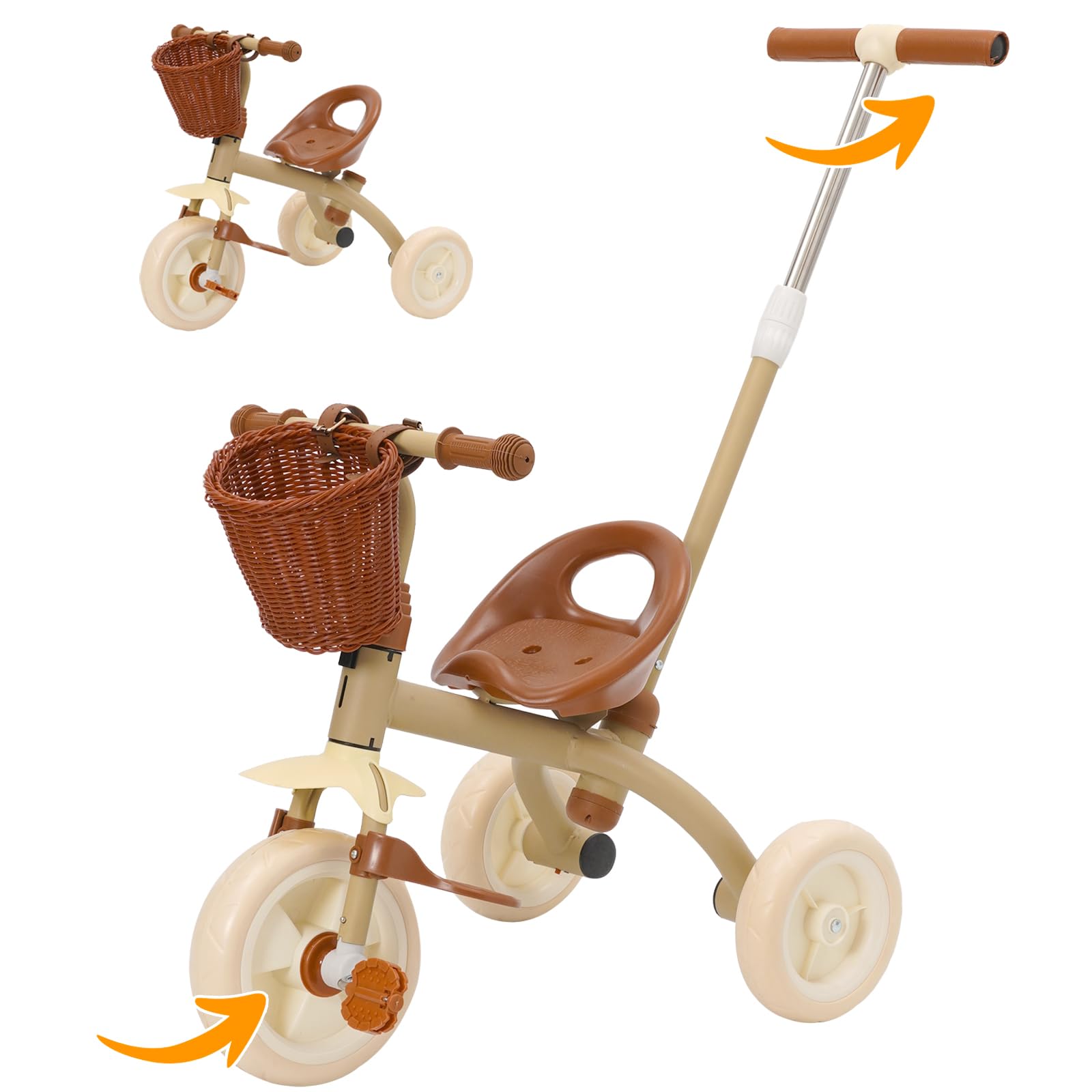 Triciclo Bambini 2 in 1 Evolutivo con Maniglione (Verde)