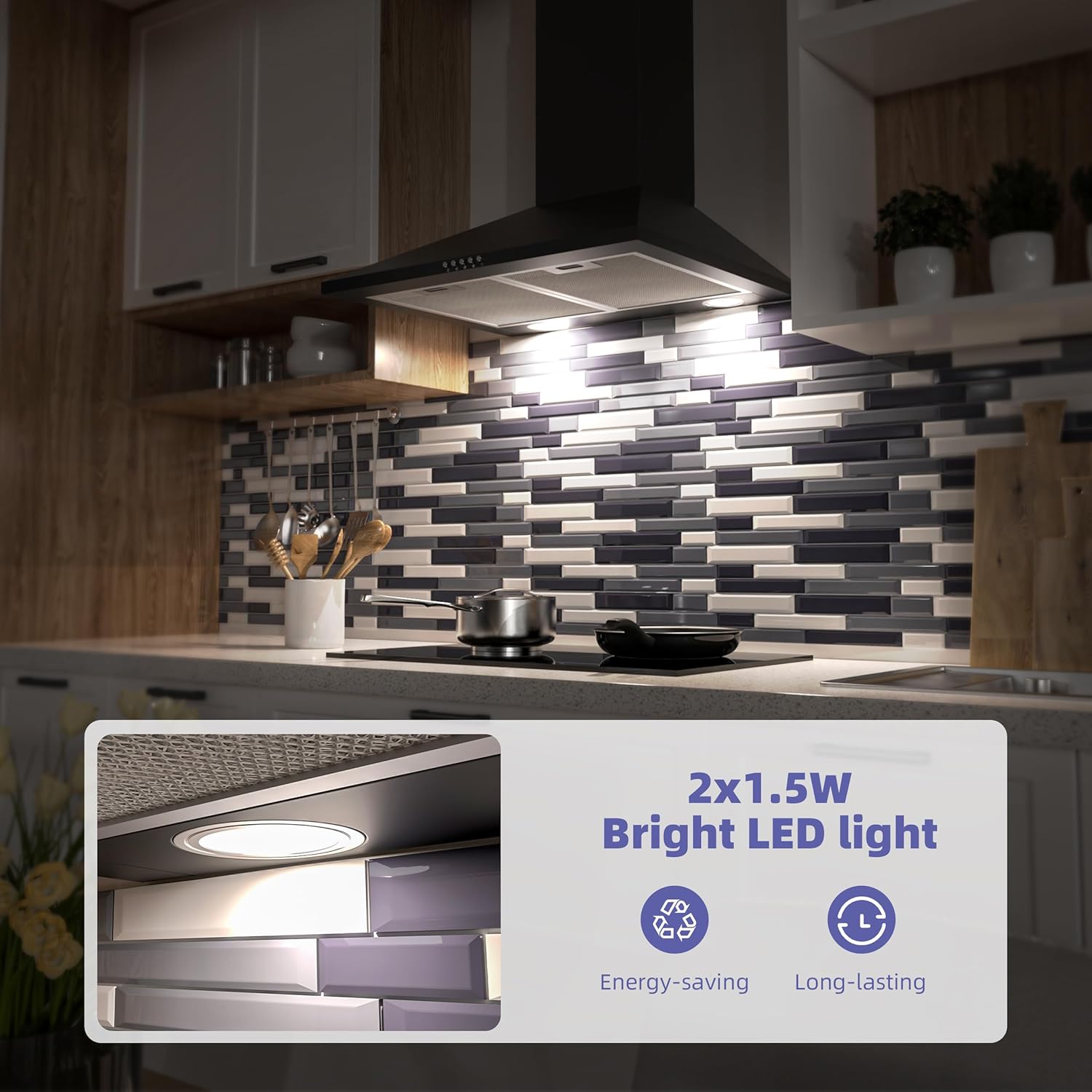 Firegas Cappa Aspirante da Parete 60 cm, Nera - immagine 6