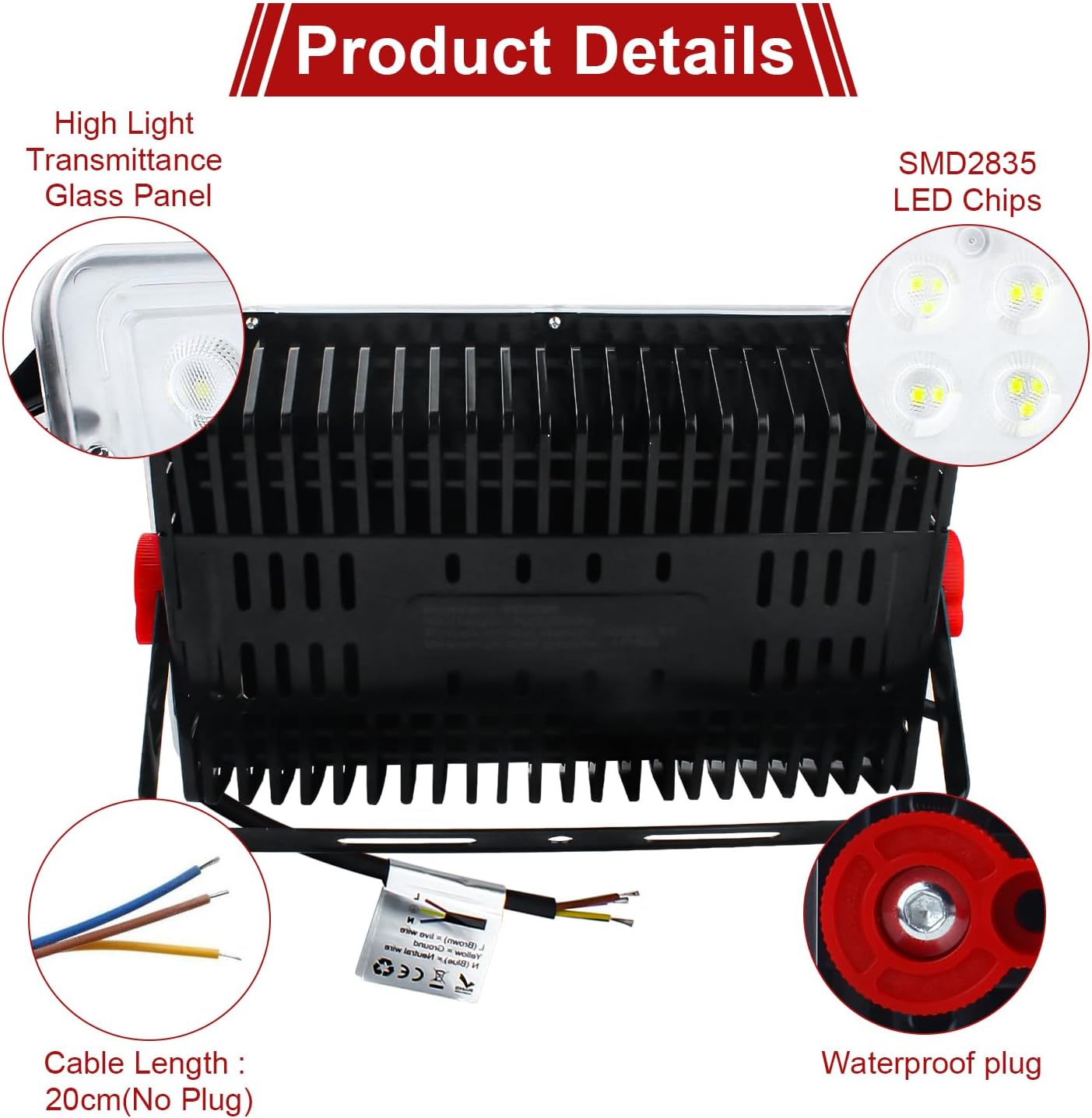 Createstar Faretto Led da Esterno 200W, 2 Pezzi - immagine 6