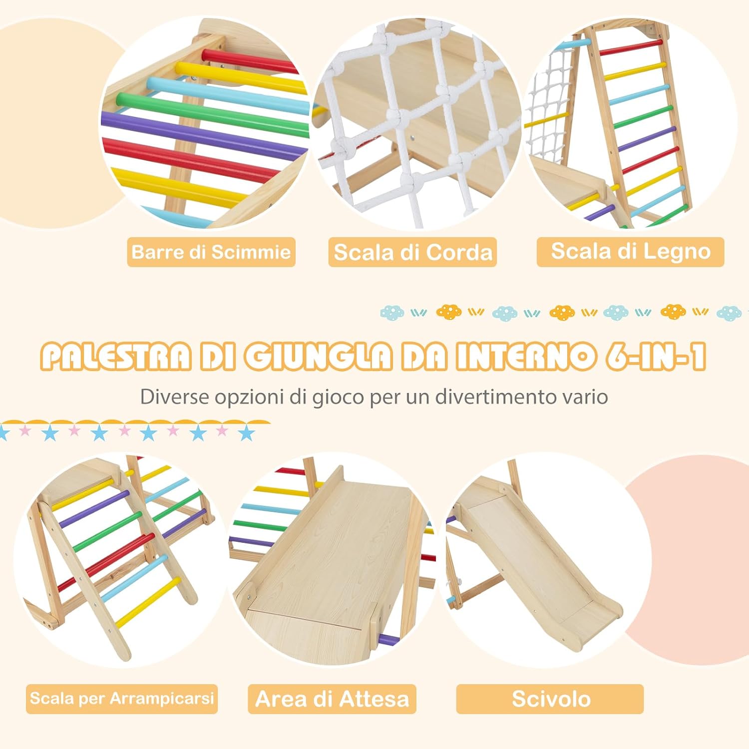 Costway 6 in 1 Set Arrampicata per Bambini - immagine 3