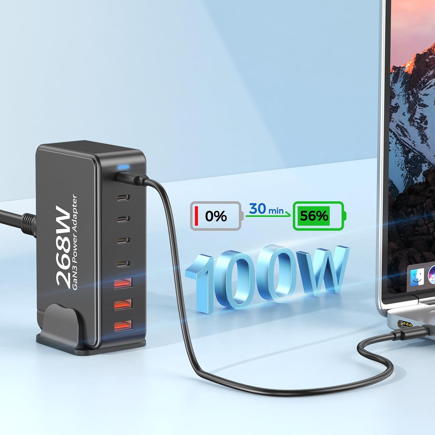 Ablink Caricatore USB C Multiplo 268W GaN III 8 Porte - immagine 4