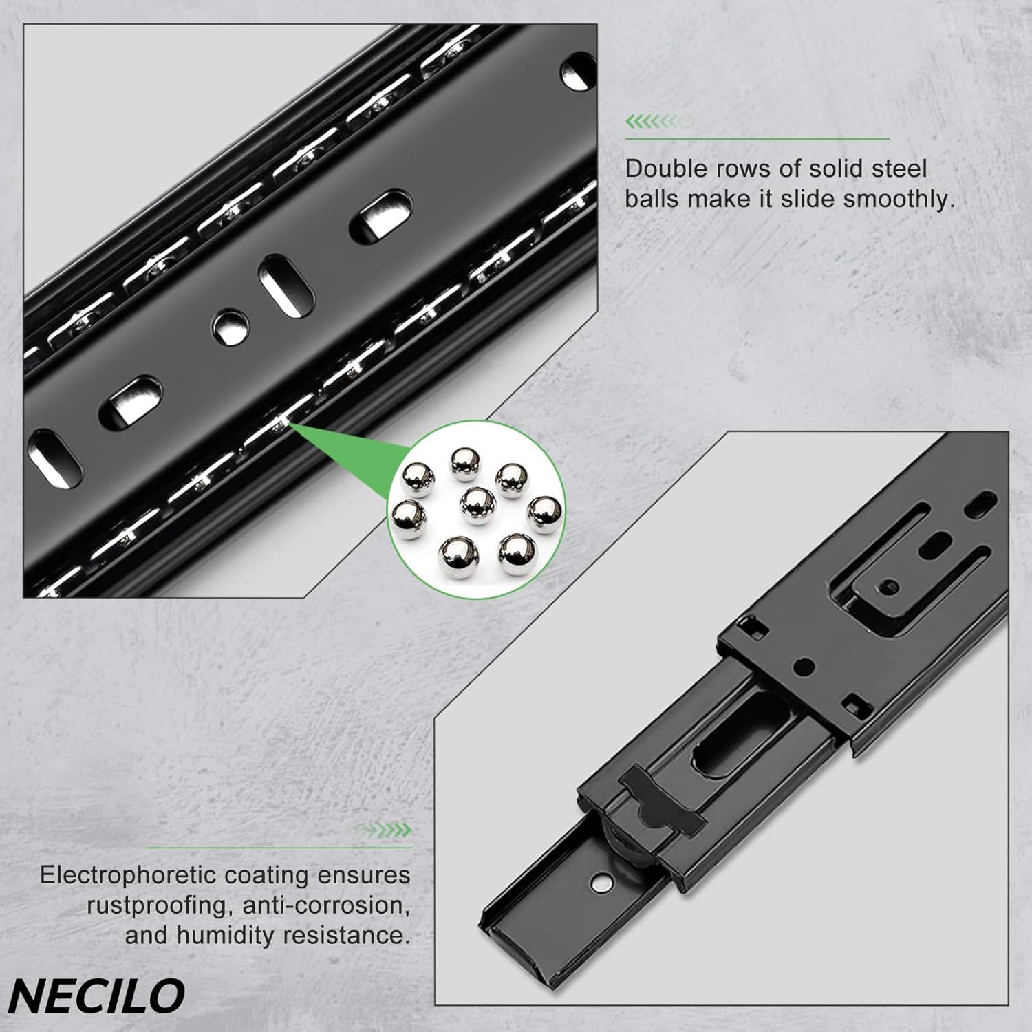 Necilo Guide Push-to-Open per Cassetti 550mm Nere - immagine 5