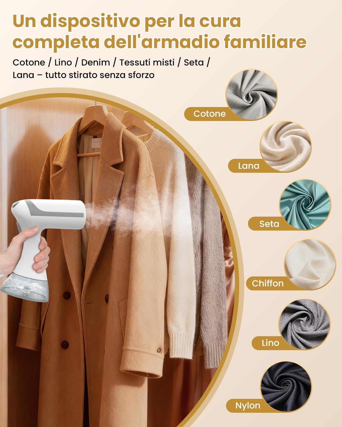 Stiratore Verticale a Vapore 1500W con Serbatoio 300ml - immagine 3