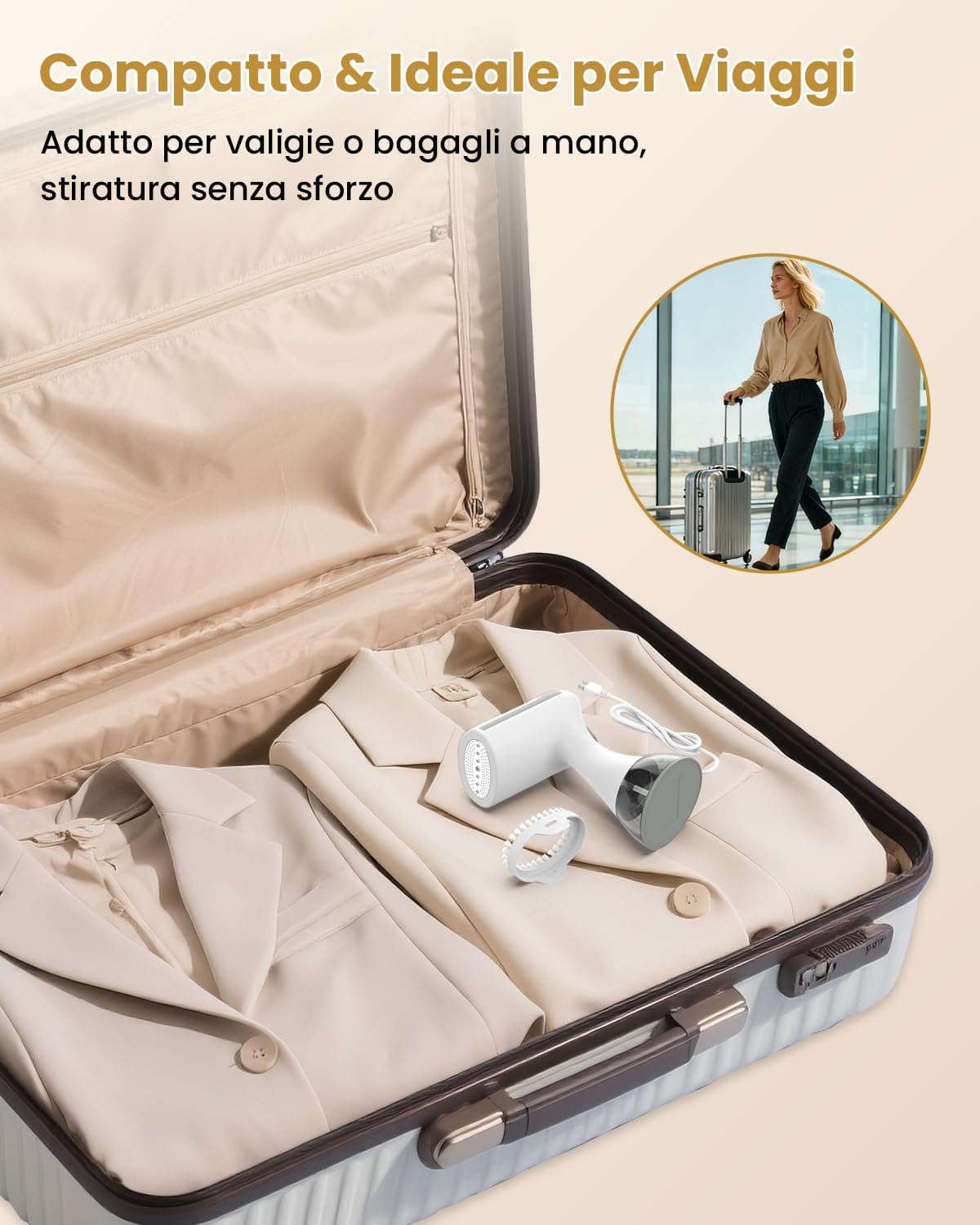 Stiratore Verticale a Vapore 1500W con Serbatoio 300ml - immagine 6