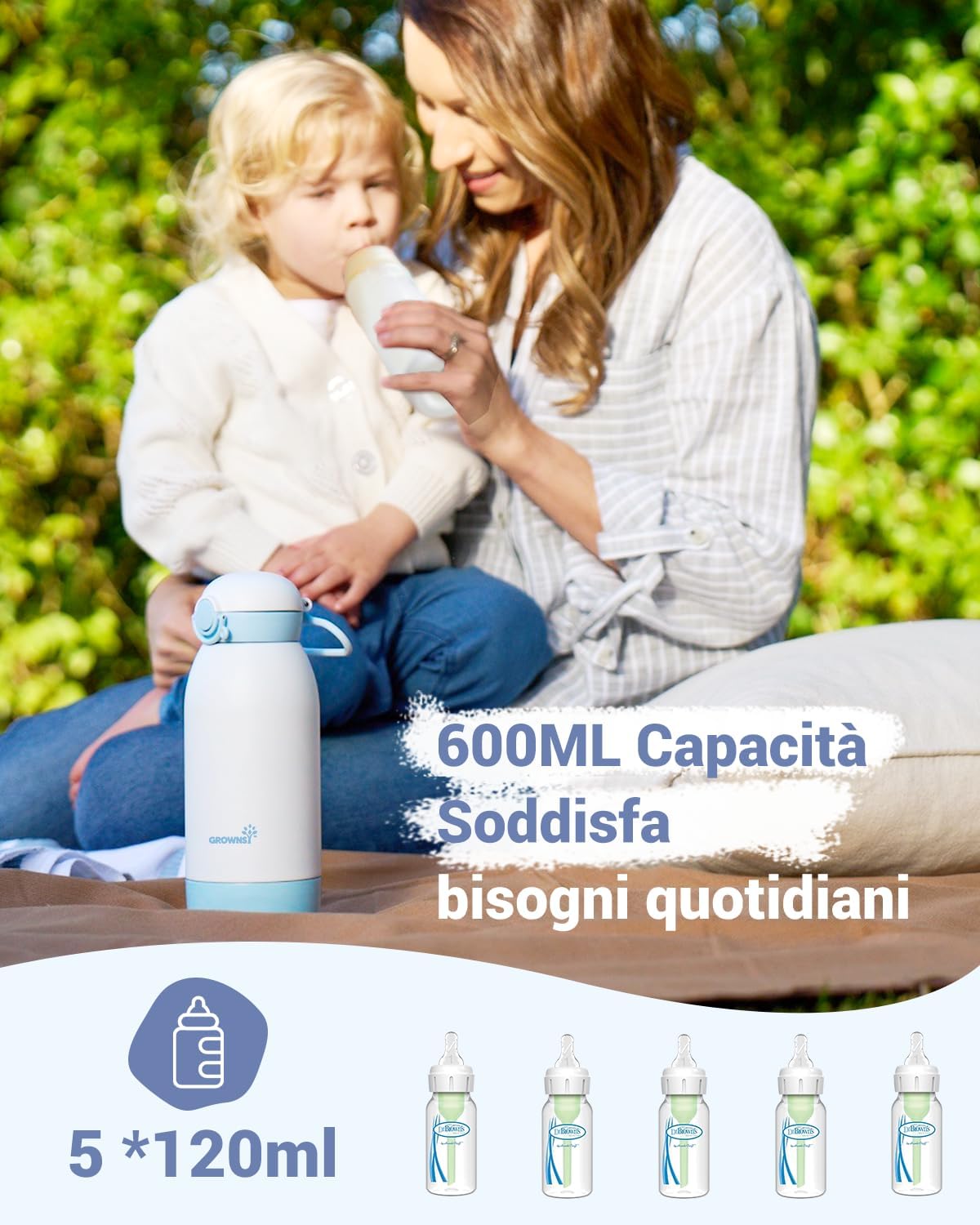 Grownsy Scaldabiberon Portatile Senza Fili 600mL - immagine 5