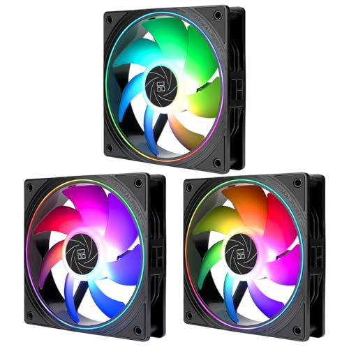 TR TL-S12-S X3 CPU Ventola di raffreddamento PWM, Connettore PWM 4 pin Ventola del computer con effetti di luce ARGB,Ventola di raffreddamento PC di velocità 1500RPM (120mm)