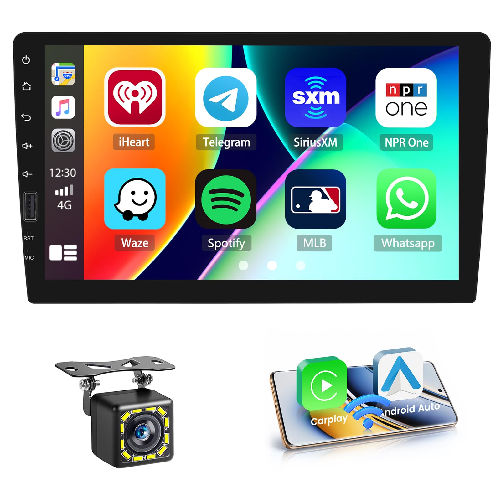 Hikity Autoradio 1 DIN con Schermo Tattile 9 Pollici