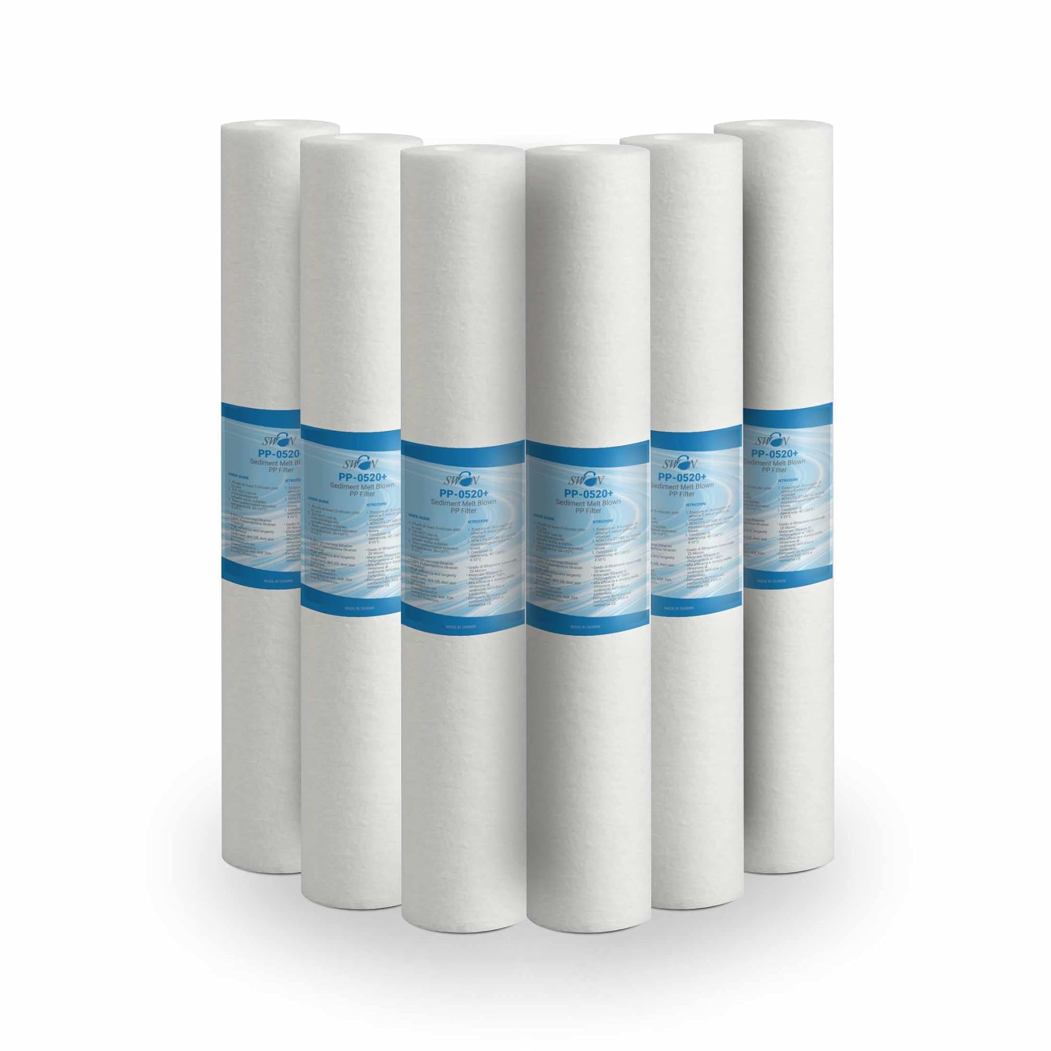 Bellerofonte Filtro Sedimenti Tazza 20 Pollici 5 Micron, 6 PZ