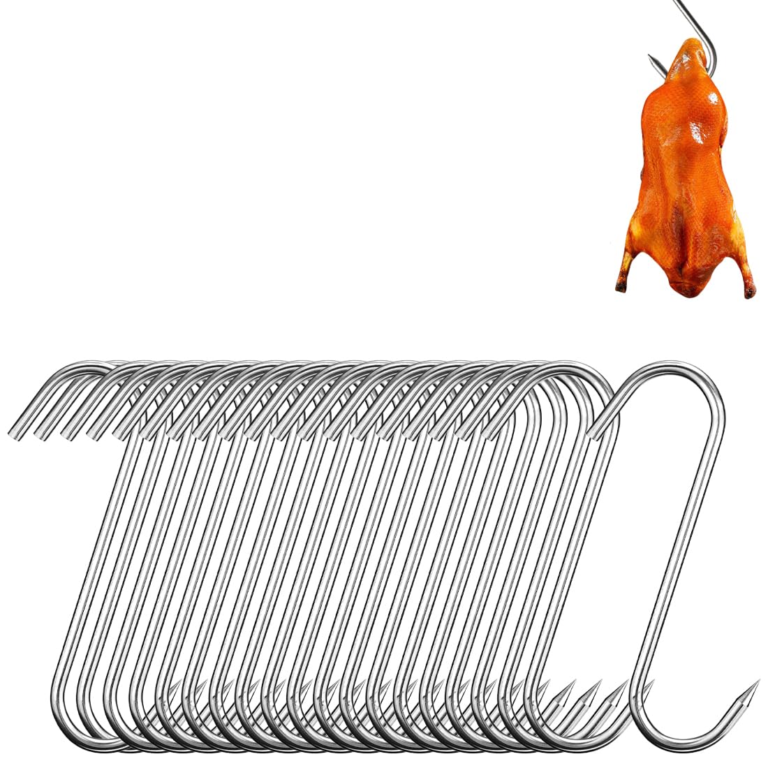 Ganci a S per Carne in Acciaio Inox - 20 pezzi