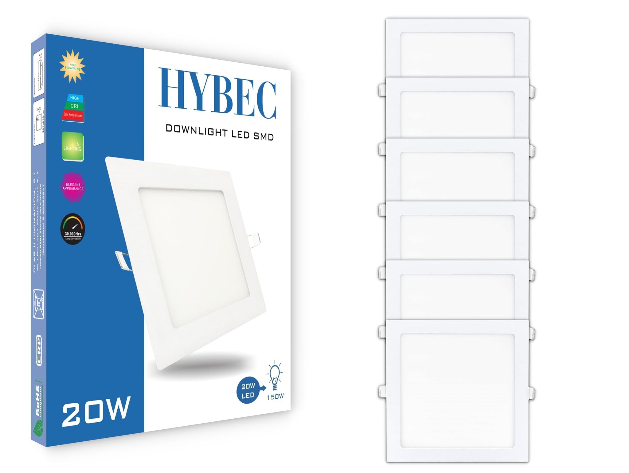 Clar HYBEC - Faretto LED da Incasso per Cartongesso 20W