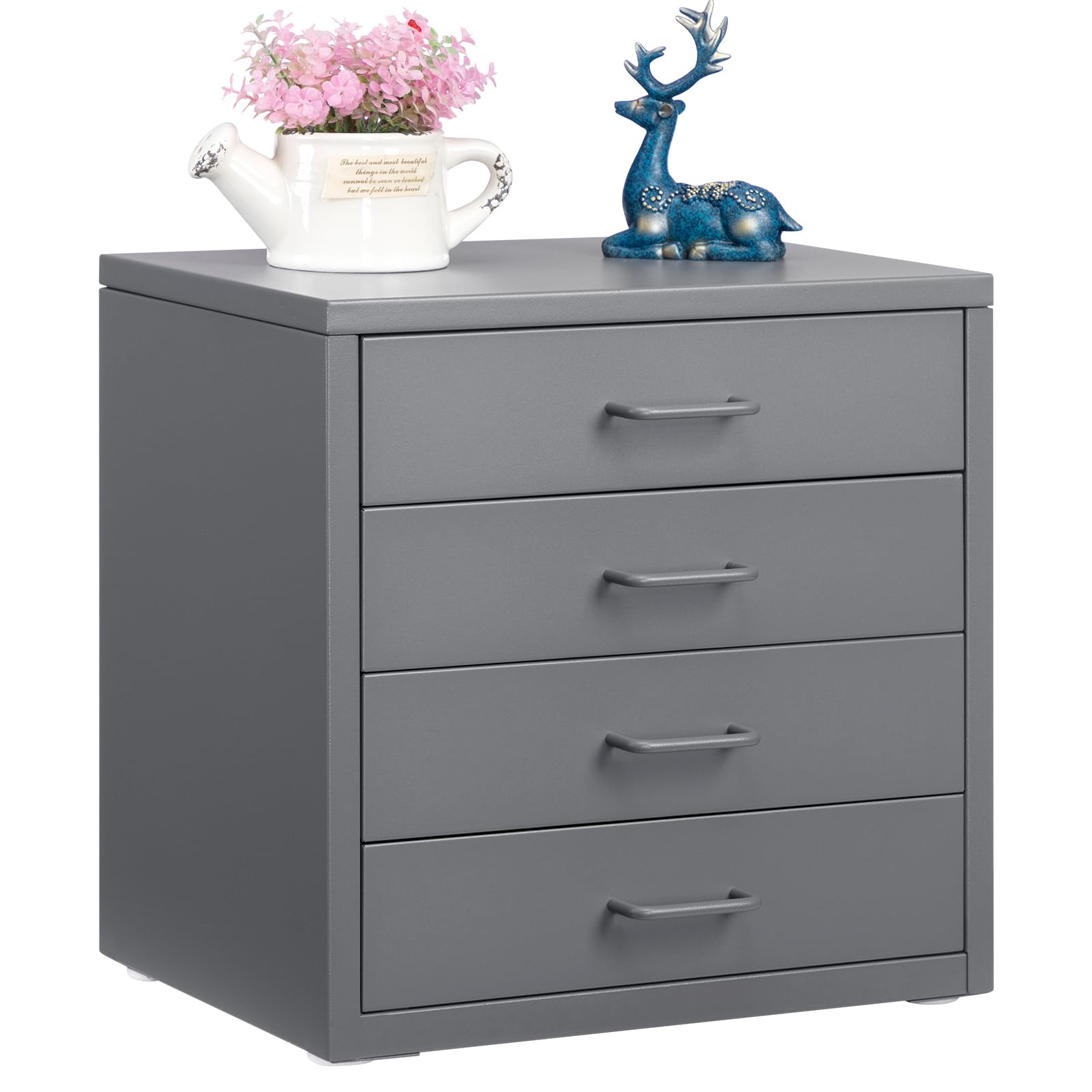 Hollyhome Cassettiera da Scrivania 4 Cassetti, Grigio
