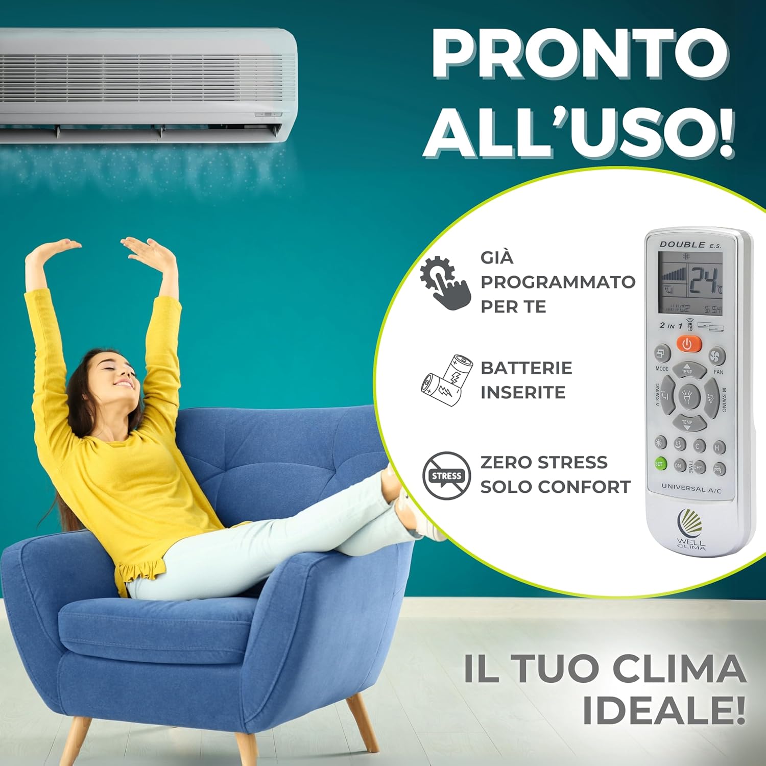 Wellclima - Telecomando per Ferroli, Fer Klima, Climaveneta - immagine 3