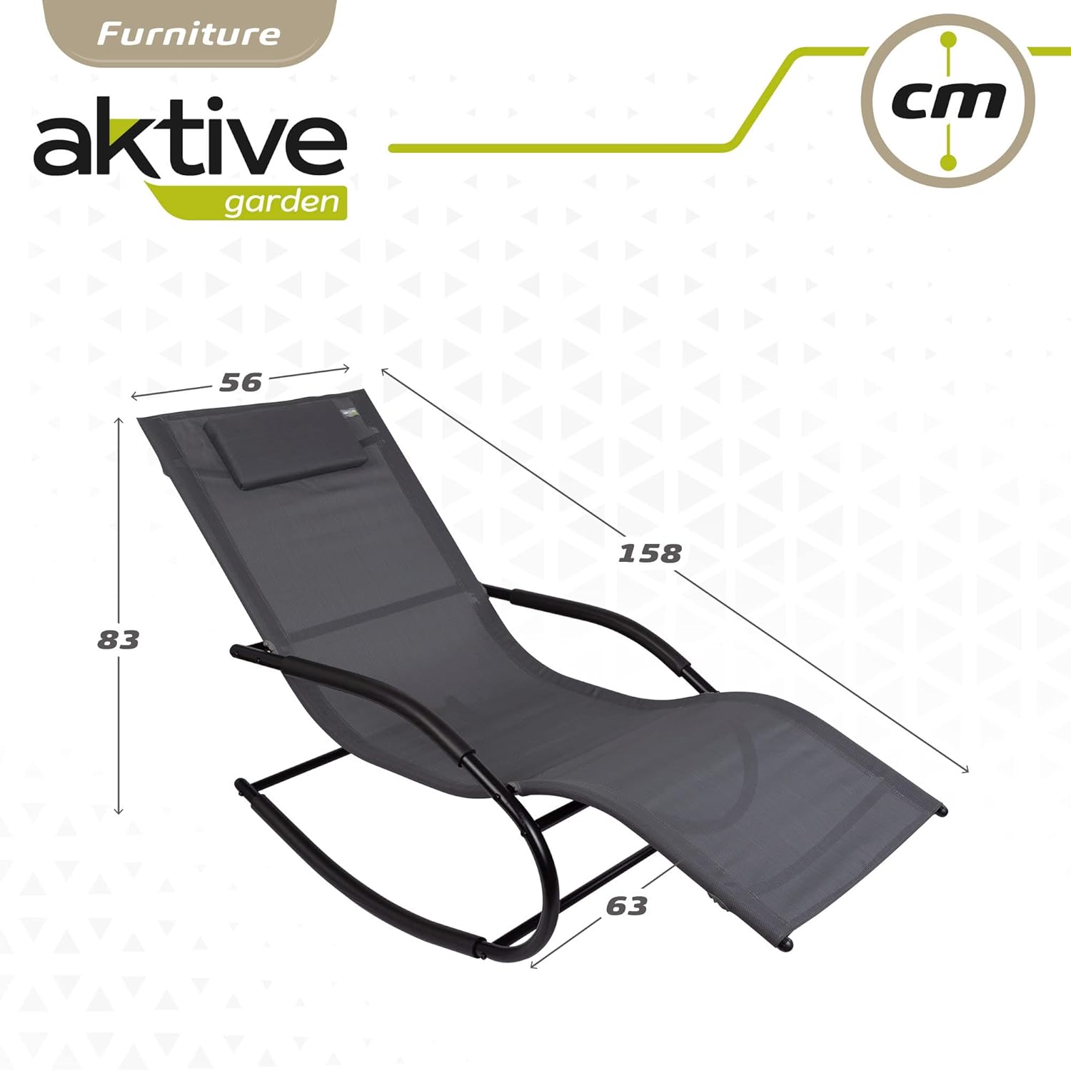 Aktive 61067 Sedia a Dondolo da Giardino Antracite - immagine 2