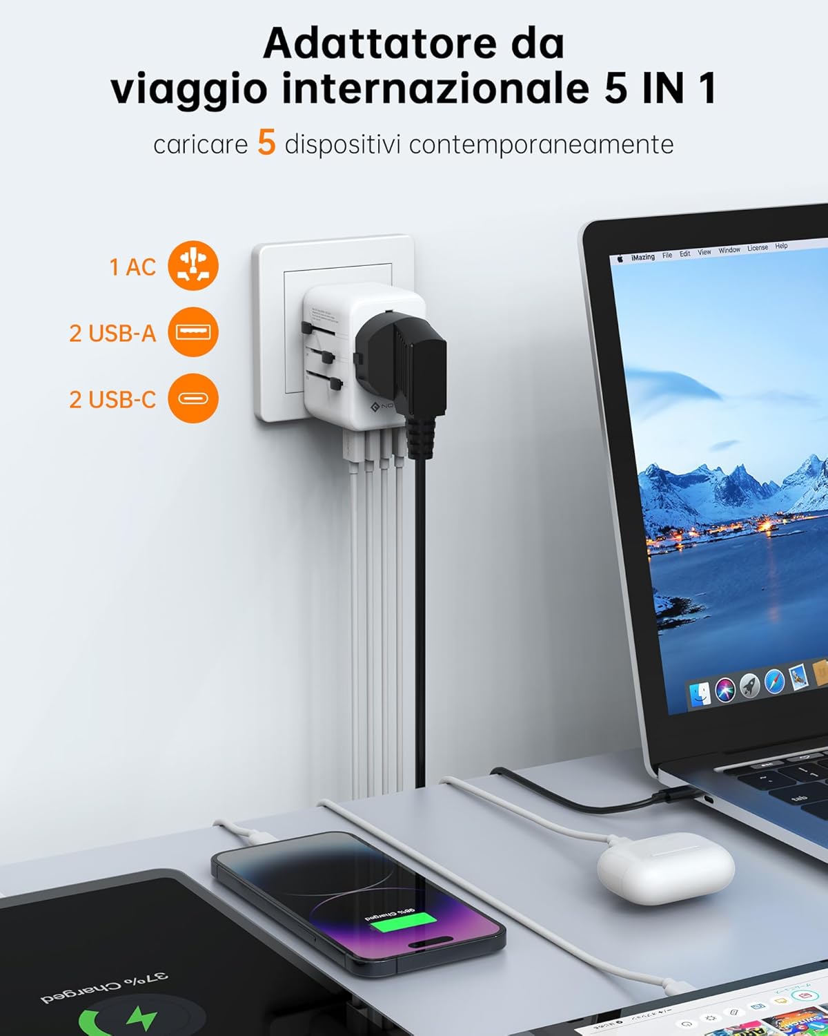 Novoo Adattatore Universale da Viaggio PD 21W - immagine 3