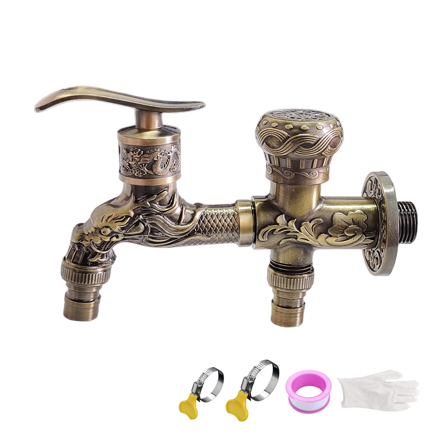 Kopyfantap Rubinetto Giardino Doppia Uscita Antico