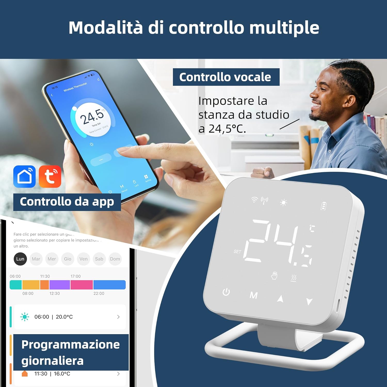 Termostato Wi-Fi a Batteria Programmabile Tuya - immagine 4