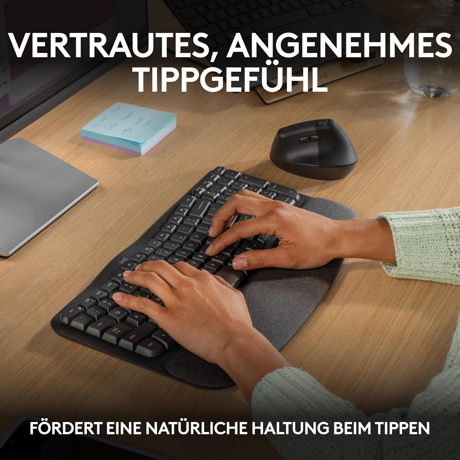 Logitech Wave Keys Tastiera Wireless Ergonomica, Grafite - immagine 3