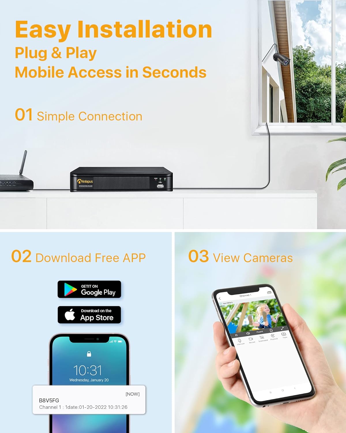 Anlapus CCTV Kit Videosorveglianza 8 Canali 1080P - immagine 4