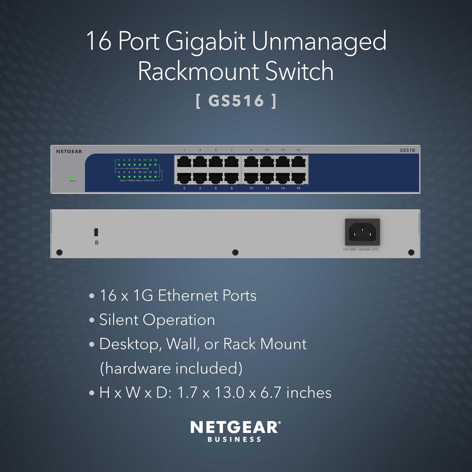 Netgear GS516 - Switch Gigabit Ethernet a 16 Porte - immagine 2