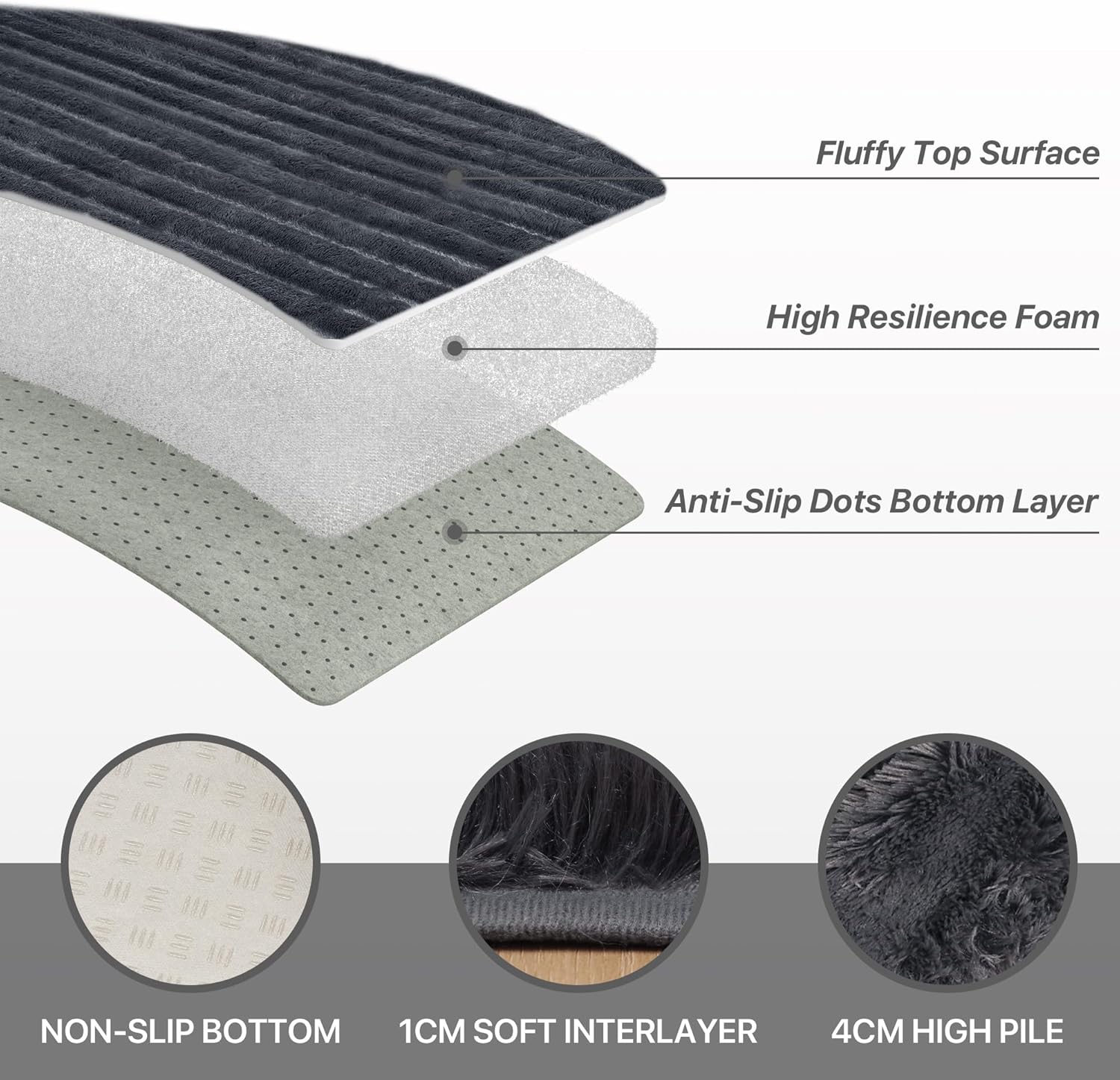 Beimo Tappeto Peluche 200x280 cm Grigio Carbone - immagine 3