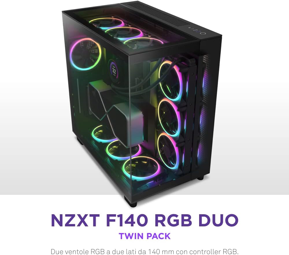 Nzxt F140 RGB Duo Twin Pack - 2 ventole 140mm, Nero - immagine 2