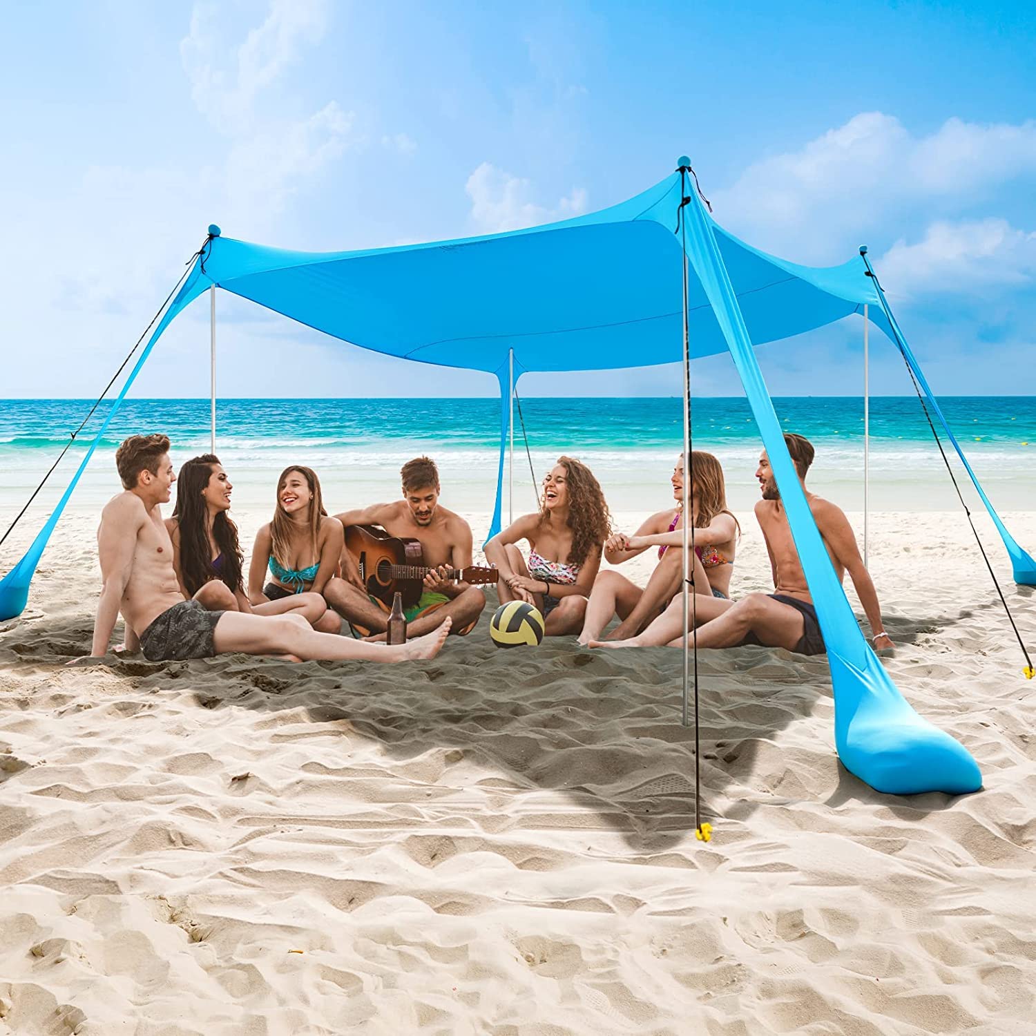 Commouds Tenda da Spiaggia Parasole 2,1m x 2,1m