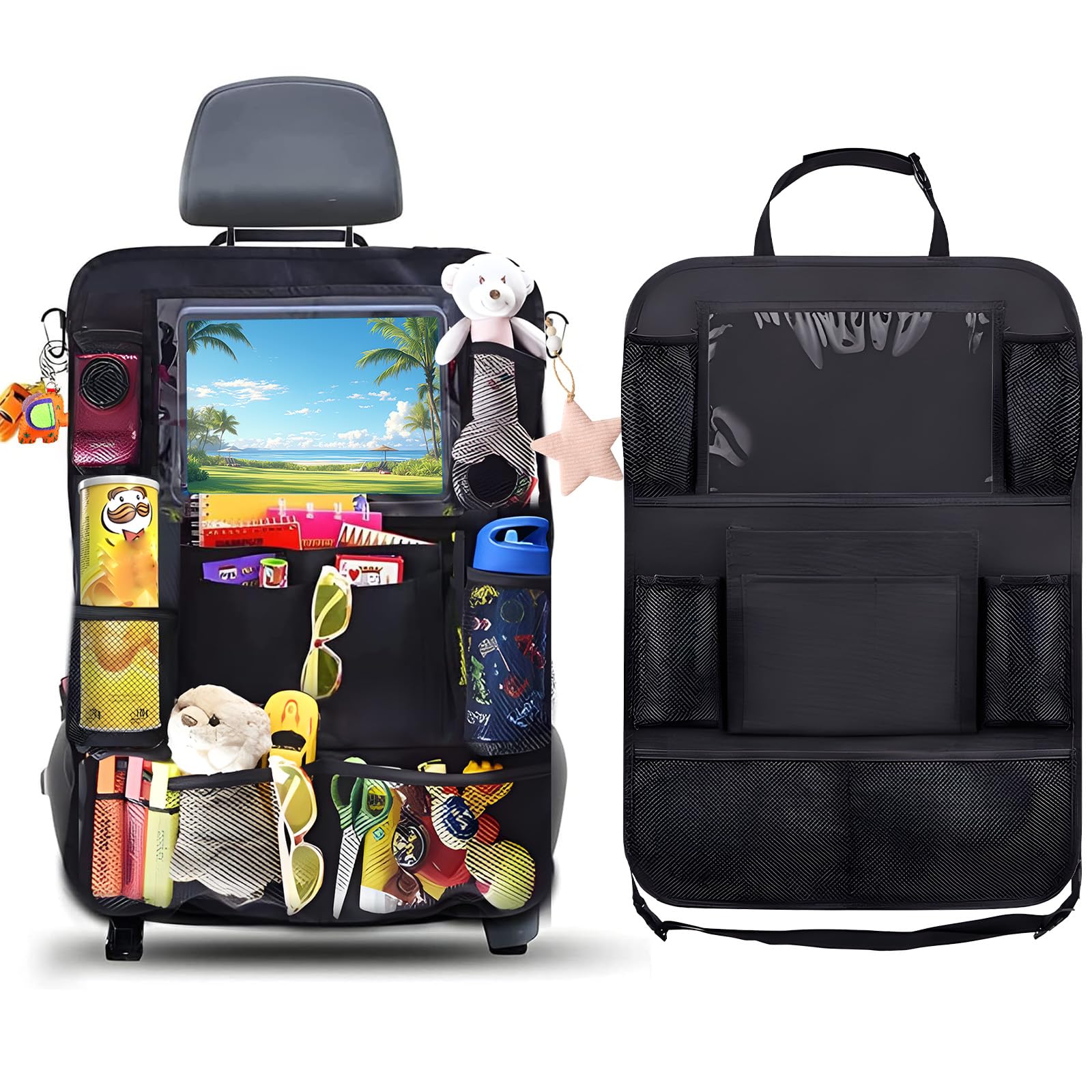 AiQInu Organizer per Sedile Posteriore Auto Proteggi Sedile Bambini con Tasca Portaoggetti Auto Impermeabile, Coprisedile Posteriore 9 Tasche
