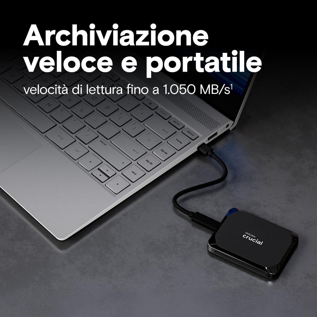 Crucial X9 SSD 1TB Esterno Portatile USB-C - immagine 2
