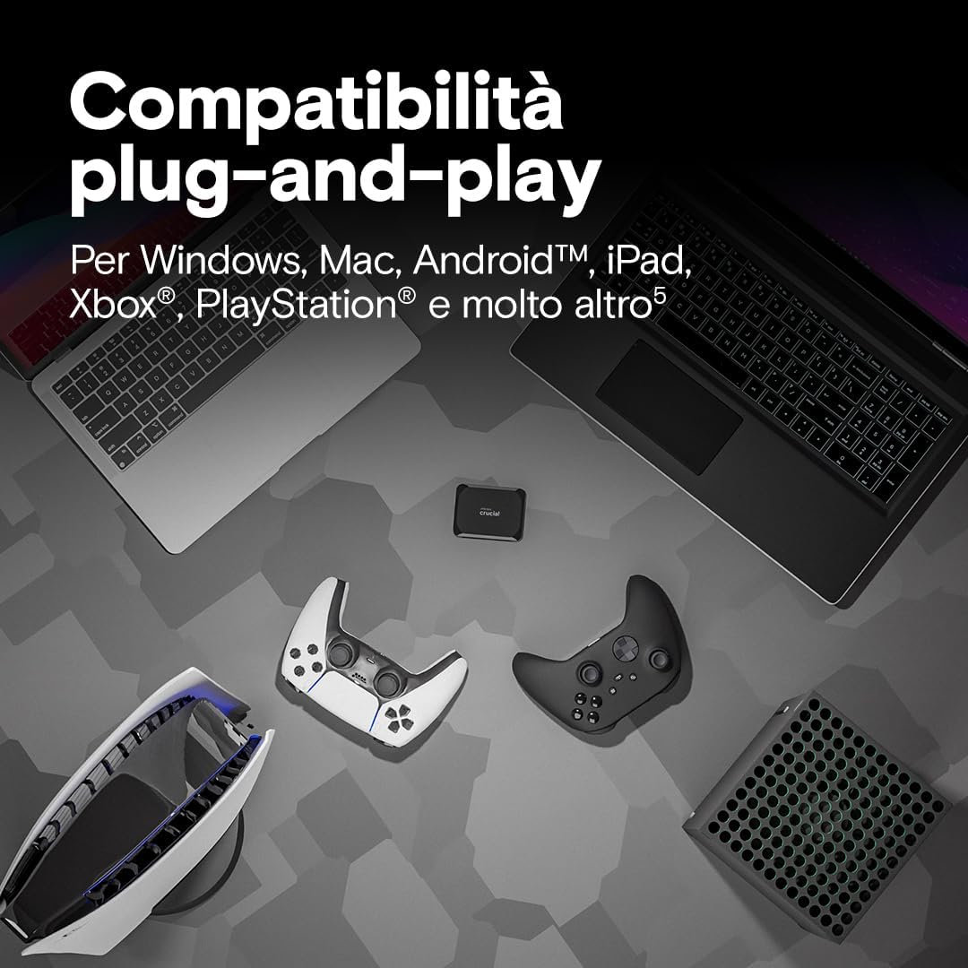 Crucial X9 SSD 1TB Esterno Portatile USB-C - immagine 4