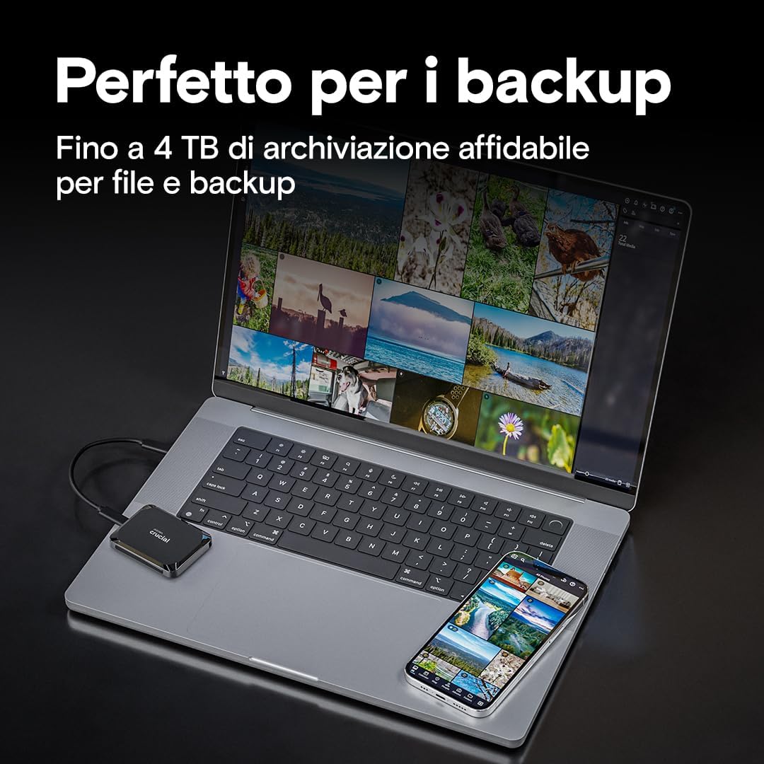 Crucial X9 SSD 1TB Esterno Portatile USB-C - immagine 5