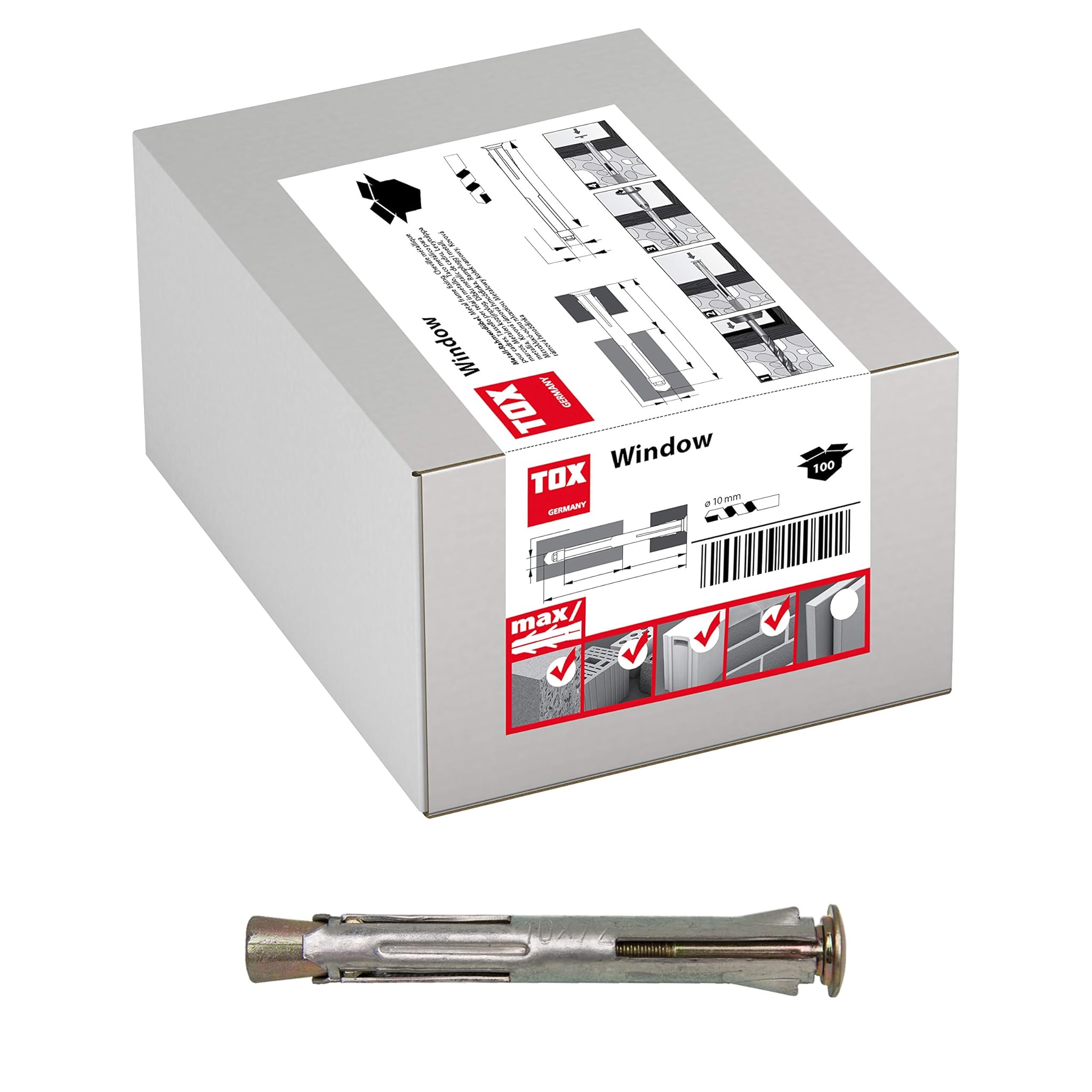 TOX Tassello per telaio metallo Window 10x152mm, 100 pz, 02710116