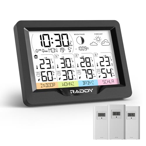 Raddy WF-60M Stazione Meteo Radio con 3 Sensori Esterni