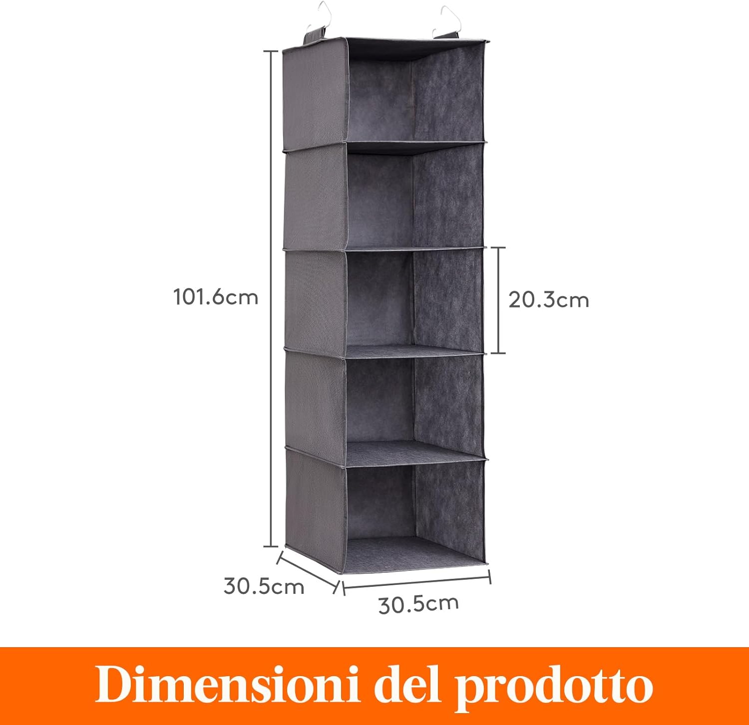 Lifewit Organizer Armadio da Appendere 5 Ripiani, Grigio - immagine 3