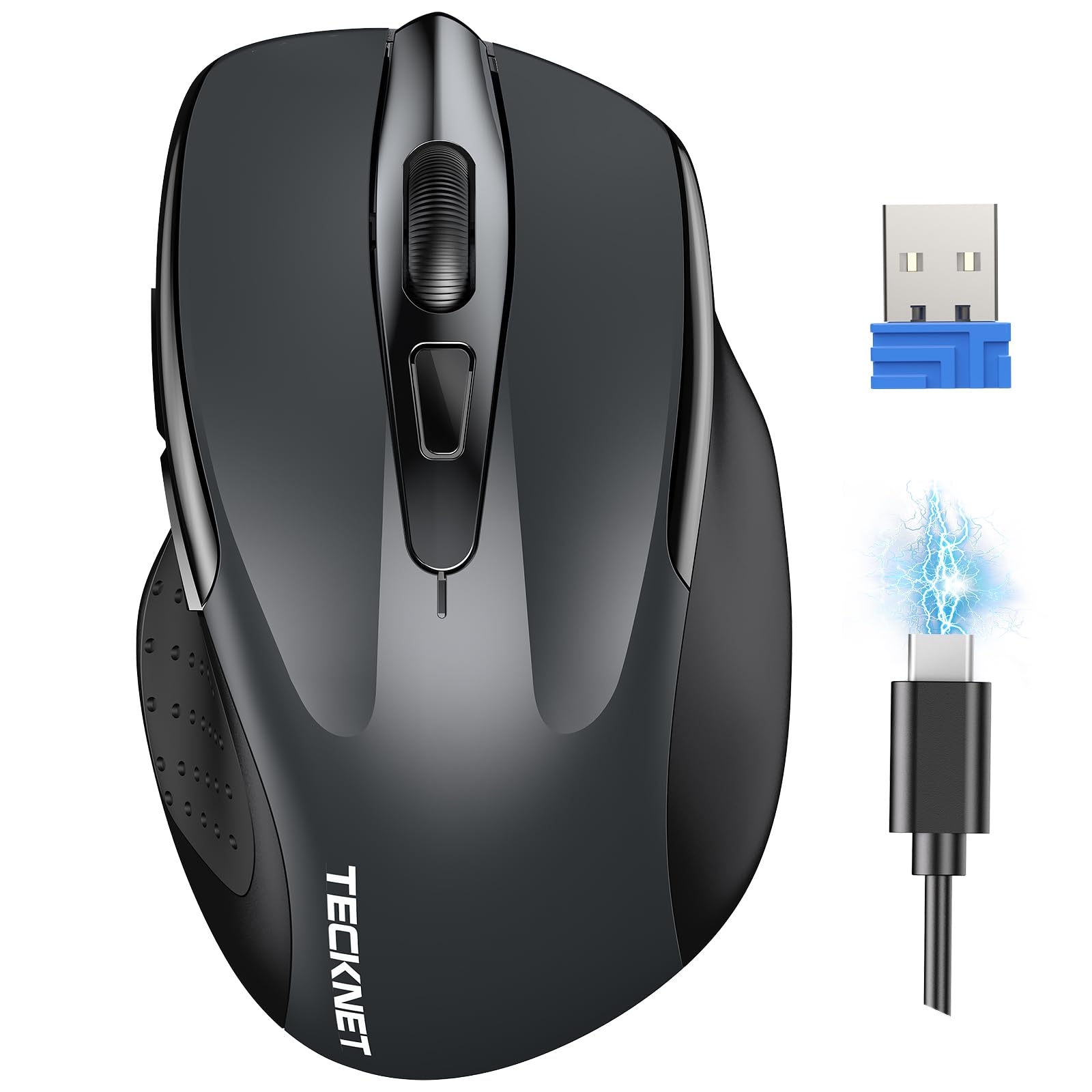 Tecknet Mouse Wireless Ricaricabile Silenzioso 4800 DPI